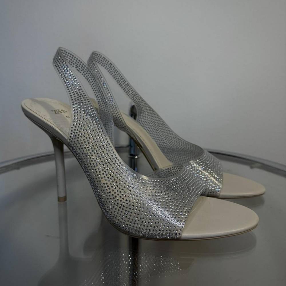 Zara Silver Slingback Heels